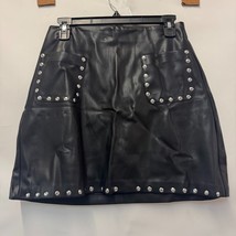 Bar III Womens Medium Black Faux Leather Studded Pockets Mini Skirt NWT ... - $29.39