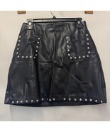 Bar III Womens Medium Black Faux Leather Studded Pockets Mini Skirt NWT ... - €25,21 EUR