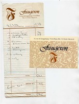 Faugeron Restaurant Ad Card and Dinner Check Rue de Longchamp Paris France 1979 - £22.15 GBP