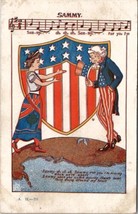 Patriotic 1908 Sammy Music Lady of Canada &amp; Uncle Sam Top of World Postcard Y6 - $17.95