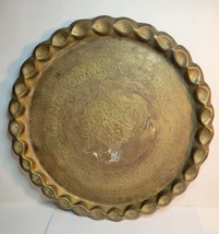 Brass Wall Platter from India Round with Stamped Design VTG - £74.20 GBP