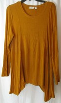 LOGO Lori Goldstein Long Sl Solid Top Asymmetric Hem Rust Large A282796 - $34.64