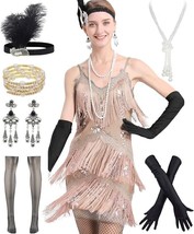 Women&#39;s Flapper Dress 1920s Gatsby Tassel Cocktail Dress Costume Outfit - Large - £19.68 GBP