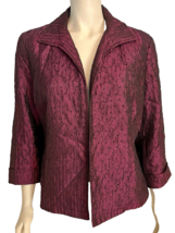 Chico&#39;s Women&#39;s Satin Ruched Jacket Burgundy, Chico&#39;s 2, Fits Large - $18.99