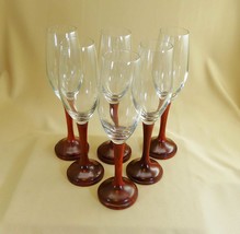 Padauk Wood Stemmed 6.5 oz Champagne Flutes Set of two - £60.73 GBP