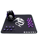 Polyhedral Metal Dice Set for D&amp;D with Play Mat, Dice Bag and Counters -... - $744.47 MXN