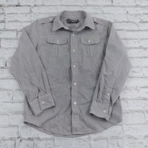 Helix Button Down Shirt Boys Youth Medium Striped Long Sleeve Roll Tab Pockets - $17.99