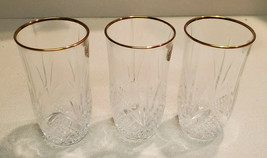 Set of 3 Cristal d&#39;Arques France Salzburg Gold Lead Crystal Glasses - £15.54 GBP