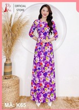Áo dài nữ may sẵn hoa nhí thiết kế đẹp cách tân tết màu tím, Thuy Kieu Ao Dai wi - £23.39 GBP