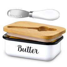 Butter Dish with Lid and Butter Curler Knife for Countertop - Unbreakable Metal - £14.45 GBP