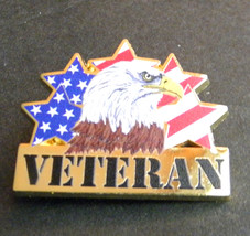 Us Veteran Vet Patriotic Usa Flag Eagle Lapel Pin Badge 1.25 X 1 Inches - £4.42 GBP