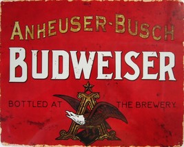 Anheuser-Busch Budweiser Bud Logo Red Metal Sign - £16.04 GBP