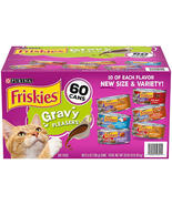 Purina Friskies Wet Cat Food, Gravy Pleasers Variety Pack, 5.5 oz., 60 ct: - £30.66 GBP