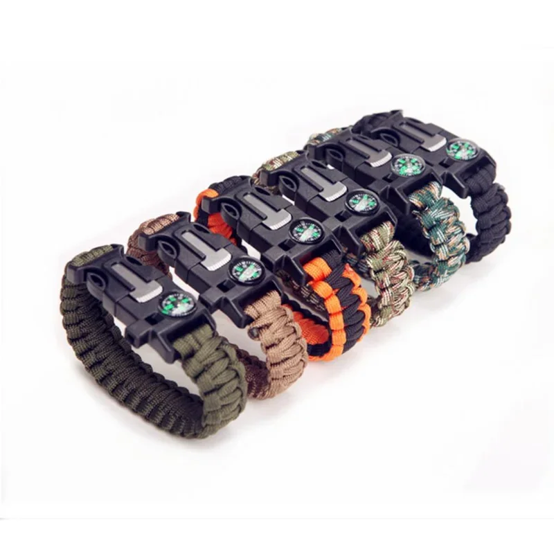 Urvival bracelet military emergency 4mm paracord wristband scraper whistle buckle tools thumb200