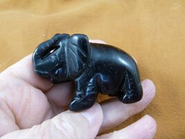 (Y-ELE-758) Black onyx ELEPHAS gemstone figurine love pachyderm zoo statue - $24.99