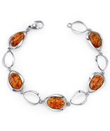 Sterling Silver Baltic Amber Oval Shape Bracelet - €109,82 EUR