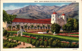 Postcard California Santa Barbara Mission 1786 Linen Card  5.5 x 3.5 Ins - £4.59 GBP