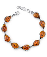 Sterling Silver Baltic Amber Tear Drop Bracelet - €120,97 EUR