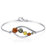 Sterling Silver Multi-Color Amber Open Leaf Bangle Bracelet - $150.43 CAD