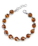Sterling Silver Spiral Sphere Shape Amber Bracelet - $217.87 CAD