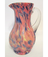 Spatter Cased Glass Pitcher Leslie Pina Estate Abstract Pattern Multicol... - £43.24 GBP