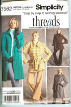 Simplicity 3562 Misses Lined Coats, Two Lengths Pattern 14,16,18,20,22 UNCUT FF - £9.96 GBP