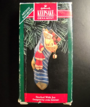 Hallmark Keepsake Christmas Ornament 1992 Stocked With Joy Pressed Tin Boxed - £6.38 GBP