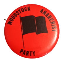 1970s Woodstock Anarchist Party PInback Protest Counter Hippy Black Flag... - $46.48