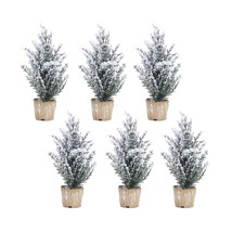 Potted Snowy Pine Tree (Set of 6) 12&quot;H Plastic/Paper - £53.67 GBP