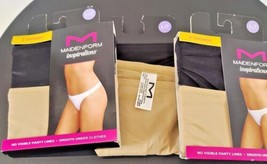 2  Thong Maidenform L /7 Inspirations Black Nude Stretch  New No Lines S... - $20.85