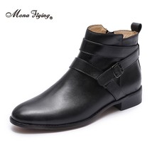 Mona Flying Women Genuine Leather Boots Hand-made Fashion Ankle Classic Soft Boo - £182.56 GBP