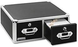 Black, Double-Drawer, Locking 3 X 5 Index Card Cabinet From Vaultz (Vz01393). - £82.26 GBP