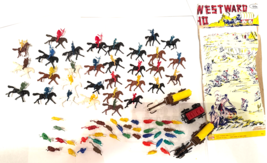 Vintage Giant 1/72 Plastic Western Westward HO Cowboy Indian 1960s Toy H... - $125.00