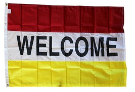 Welcome -3&#39;X5&#39; Nylon Flag (red/white/yellow) - £22.96 GBP