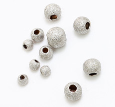 18k white gold  3mm 5mm 6mm  round stardust beads / loose  price for 1 piece - £12.54 GBP