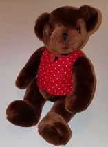 Commonwealth Brown Teddy Bear Plush 8&quot; Stuffed Animal Red White Polka Do... - £10.01 GBP