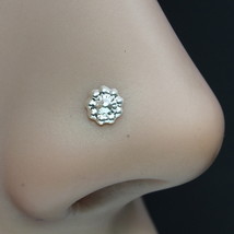 925 Real Solid Sterling Silver Floral Nose Stud Twisted nose ring L Bend... - £11.90 GBP