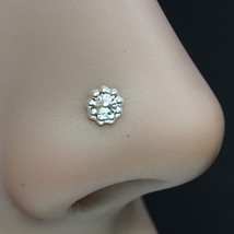 925 Real Solid Sterling Silver Floral Nose Stud Twisted nose ring L Bend 24g - £11.93 GBP