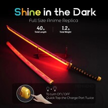 41"Rechargeable LED Glowing Anime Kokushibou Cosplay Nichirin Katana Demon Sword image 3