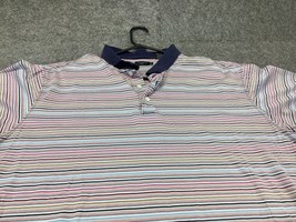 Alan Flusser Polo Shirt Mens X-Large pinstripes mercerized cotton Golf T... - £10.86 GBP
