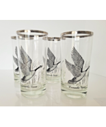 4 VTG Game Bird Highball Glasses Canada Goose Hunting Sportsman w/ Plati... - $42.90 CAD