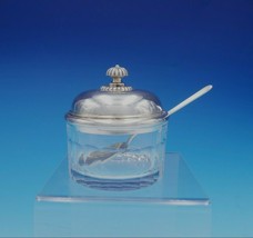 Acropole by Cesa .800 Italian Silver Glass Sugar Bowl Jam Jar with Spoon (#3405) - £382.52 GBP