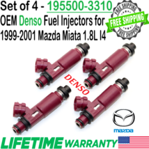 Genuine DENSO x4 Fuel Injectors for 1999-2001 Mazda Miata 1.8L I4 #195500-3310 - £110.96 GBP
