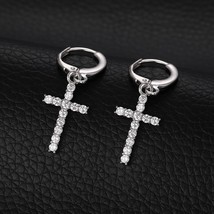 s925 Trendy D color 20.72ct total VVS1 Moissanite Cross Hoop Earring for Women o - £69.76 GBP