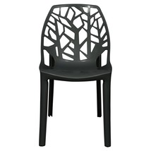 LeisureMod Caswell Cut-Out Tree Design Modern Dining Chairs (Solid Black) - $108.07
