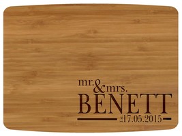 Custom Natural Bamboo Cutting Board Wedding Gift, Personalized with your Name &amp;  - £33.96 GBP