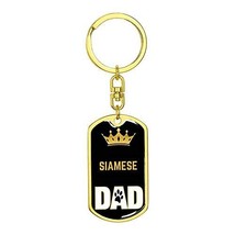 Cat Keyring Gift Siamese Cat Dad King Swivel Keychain Stainless Steel Or 18k Gol - £24.56 GBP