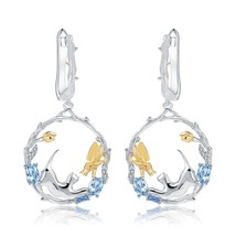 Kitten Cat Catching Butterfly Earrings For Women Gift Real 925 Sterling Silver O - $76.16