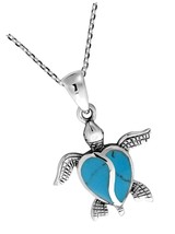 Love Life Sea Turtle Heart Simulated Turquoise .925 - £90.81 GBP