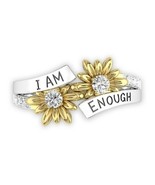 Handcrafted ~ Inspirational ~ I AM ENOUGH Sunflower ~ Size 8 Ring - $363.95 MXN